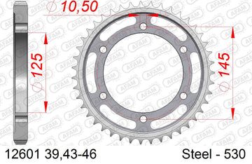 Yamaha FZ750 1987-1991 - AFAM Rear Sprocket, 530 (OE Pitch), Steel - 44T, 112 links reqd - 12601-44 - P3 Tuning