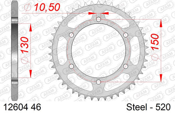 Yamaha XJ6N / S / Diversion (600cc) 2009-2016 - AFAM Rear Sprocket, 520 (OE Pitch), Steel - 46T (orig size) - 12604-46 - P3 Tuning