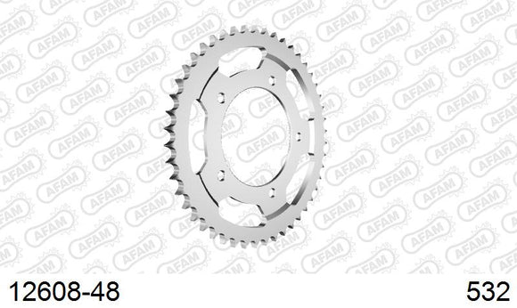 Yamaha YZF-R6 1999-2002 - AFAM Rear Sprocket, 532 conversion, Steel - 48T (orig size) - 12608-48 - P3 Tuning
