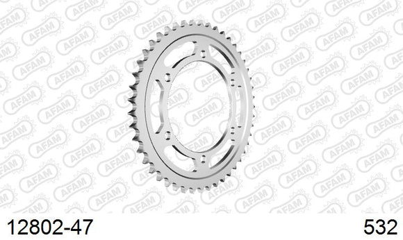 Yamaha YZF1000 Thunderace 1996-1997 - AFAM Rear Sprocket, 532 conversion, Steel - 47T, 112 links reqd - 12802-47 - P3 Tuning