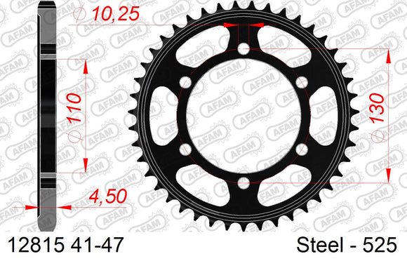 Yamaha XSR900 2016-2020 - AFAM Rear Sprocket, 525 (OE Pitch), Steel - 42T, 110 links reqd - 12815-42 - P3 Tuning