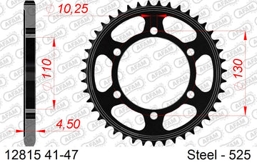 Yamaha XSR700 2021-2022 - AFAM Rear Sprocket, 525 (OE Pitch), Steel - 46T, 110 links reqd - 12815-46 - P3 Tuning