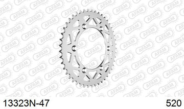 Yamaha YZ450F 2016-2017 - AFAM Rear Sprocket, 520 (OE Pitch), Alu - 47T, 114 links reqd - 13323N-47 - P3 Tuning