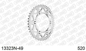 Yamaha YZ 400 F L 1999-1999 - AFAM Rear Sprocket, 520 (OE Pitch), Alu - 49T (orig size) - 13323N-49 - P3 Tuning