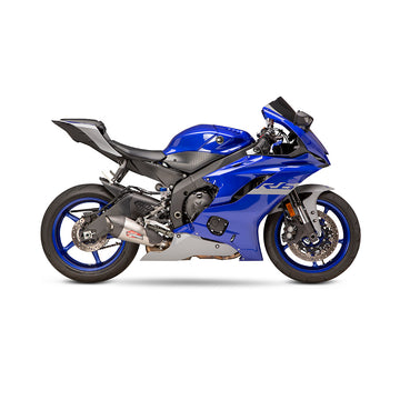 YAMAHA YZF-R6 - (2017-2020) Yoshimura Stainless AT2 Slip-on Carbon Fibre End Cap, Heat Shield and Heel Guard - Race Series