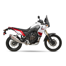 YAMAHA Tenere 700 - (2019-2026) Yoshimura Stainless Slip-on RS-12 Silencer - Stainless Works Edition,  Matt Carbon End Cap and Heel Guard