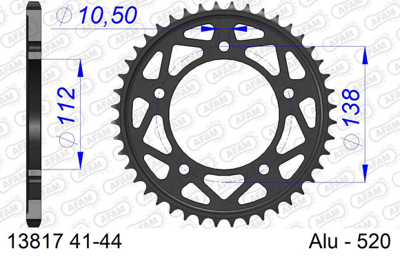 Yamaha YZF-R1 / M 2020-2021 - AFAM Rear Sprocket, 520 conversion, Alu - 41T (orig size) - 13817-41 - P3 Tuning