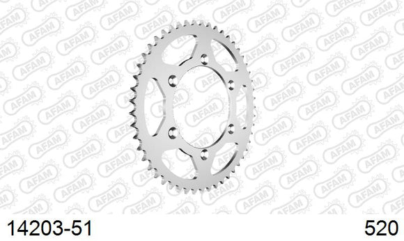 Suzuki RM250 1997-1998 - AFAM Rear Sprocket, 520 (OE Pitch), Steel - 51T, 116 links reqd - 14203-51 - P3 Tuning