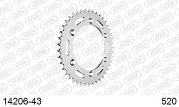 Suzuki RGV250 1991-1996 - AFAM Rear Sprocket, 520 (OE Pitch), Steel - 43T (orig size) - 14206-43 - P3 Tuning