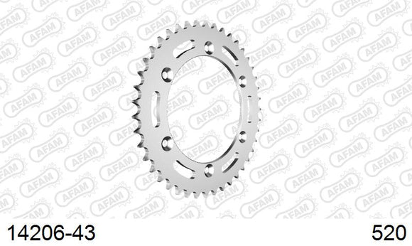 Suzuki DR 350 S L,M,N,P 1990-1993 - AFAM Rear Sprocket, 520 (OE Pitch), Steel - 43T (orig size) - 14206-43 - P3 Tuning