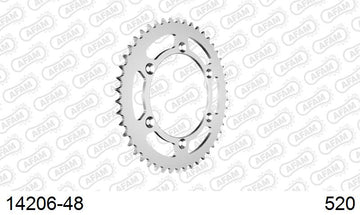 Suzuki RGV250 1991-1996 - AFAM Rear Sprocket, 520 (OE Pitch), Steel - 48T, 118 links reqd - 14206-48 - P3 Tuning