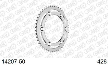 Suzuki TS 125 R 1990-1996 - AFAM Rear Sprocket, 428 (OE Pitch), Steel - 50T (orig size) - 14207-50 - P3 Tuning