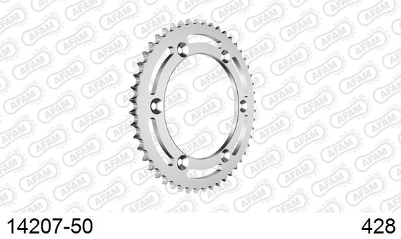 Suzuki TS 125 R 1990-1996 - AFAM Rear Sprocket, 428 (OE Pitch), Steel - 50T (orig size) - 14207-50 - P3 Tuning