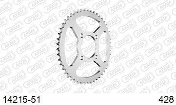 Suzuki RV125 Van Van 2003-2006 - AFAM Rear Sprocket, 428 (OE Pitch), Steel - 51T (orig size) - 14215-51 - P3 Tuning