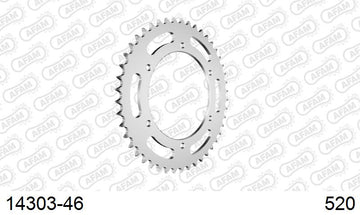 Suzuki RGV250 1989-1990 - AFAM Rear Sprocket, 520 (OE Pitch), Steel - 46T (orig size) - 14303-46 - P3 Tuning