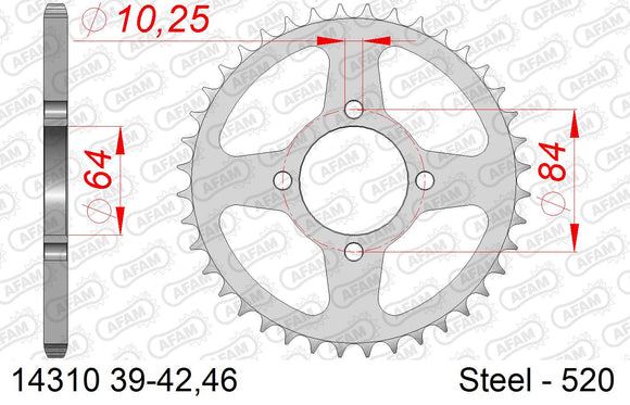 Suzuki LTZ400 ATV 2003-2008 - AFAM Rear Sprocket, 520 (OE Pitch), Steel - 40T (orig size) - 14310-40 - P3 Tuning