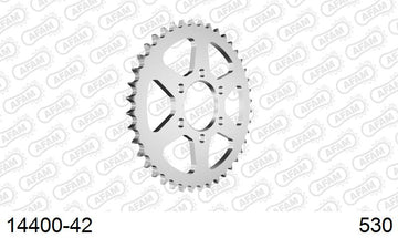 Suzuki GT380 1974-1977 - AFAM Rear Sprocket, 530 (OE Pitch), Steel - 42T (orig size) - 14400-42 - P3 Tuning