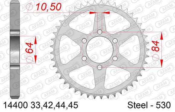 Suzuki GS425E 1979-1980 - AFAM Rear Sprocket, 530 (OE Pitch), Steel - 42T, 104 links reqd - 14400-42 - P3 Tuning