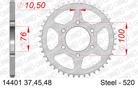 Suzuki DR750 / 800 1988-1988 - AFAM Rear Sprocket, 520 (OE Pitch), Steel - 48T (orig size) - 14401-48 - P3 Tuning