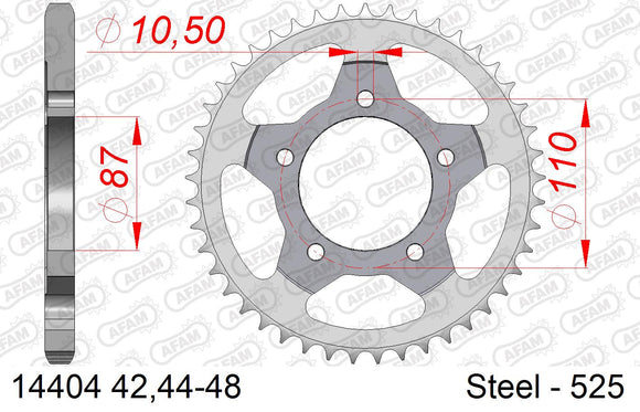 Suzuki SV650 2003-2003 - AFAM Rear Sprocket, 525 (OE Pitch), Steel - 47T, 112 links reqd - 14404-47 - P3 Tuning