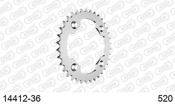 Suzuki LTZ400 ATV 2009-2016 - AFAM Rear Sprocket, 520 (OE Pitch), Steel - 36T, 94 links reqd - 14412-36 - P3 Tuning