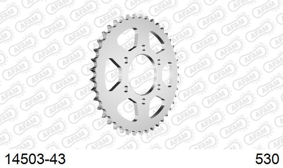 Suzuki GT750 J/K/L/M/A/B 1974-1977 - AFAM Rear Sprocket, 530 (OE Pitch), Steel - 43T (orig size) - 14503-43 - P3 Tuning