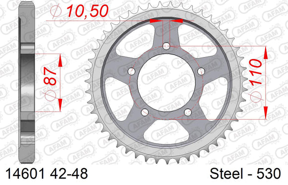 Suzuki GSX750F 1998-2004 - AFAM Rear Sprocket, 530 (OE Pitch), Steel - 43T, 116 links reqd - 14601-43 - P3 Tuning