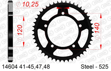 Suzuki V-Strom 650 2015-2016 - AFAM Rear Sprocket, 525 (OE Pitch), Steel - 45T, 118 links reqd - 14604-45 - P3 Tuning