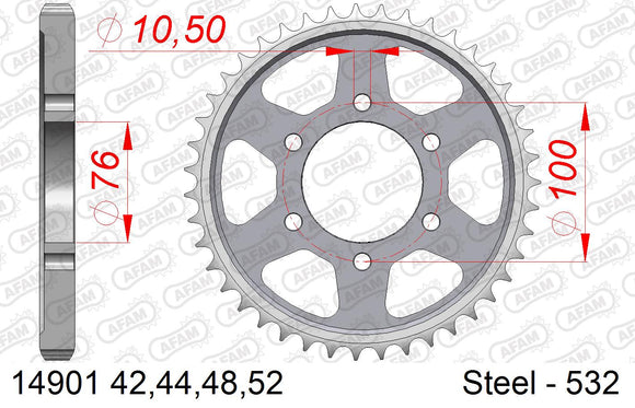 Suzuki GSX-R1100 1989-1992 - AFAM Rear Sprocket, 532 conversion, Steel - 48T (orig size) - 14901-48 - P3 Tuning