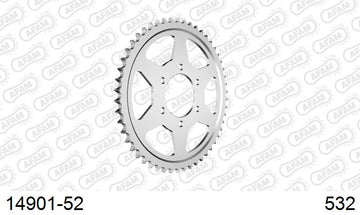 Suzuki GSX-R1100 1989-1992 - AFAM Rear Sprocket, 532 conversion, Steel - 52T, 122 links reqd - 14901-52 - P3 Tuning
