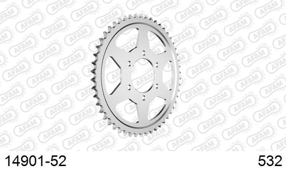 Suzuki GSX-R1100 1989-1992 - AFAM Rear Sprocket, 532 conversion, Steel - 52T, 122 links reqd - 14901-52 - P3 Tuning