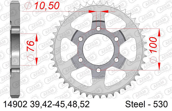 Suzuki GSX-R750 1992-1993 - AFAM Rear Sprocket, 530 (OE Pitch), Steel - 45T, 110 links reqd, fits SP Model - 14902-45 - P3 Tuning