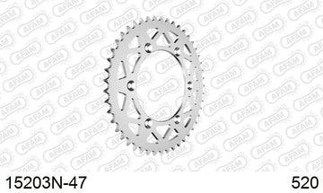 Suzuki RM125 1983-1992 - AFAM Rear Sprocket, 520 (OE Pitch), Alu - 47T, 114 links reqd - 15203N-47 - P3 Tuning