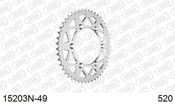 Suzuki RMX 250 L,P,R,V,W,Y,K2 1990-2002 - AFAM Rear Sprocket, 520 (OE Pitch), Alu - 49T, 114 links reqd - 15203N-49 - P3 Tuning