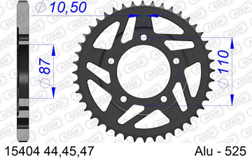Suzuki SV650 2004-2007 - AFAM Rear Sprocket, 525 (OE Pitch), Alu - 45T, 110 links reqd - 15404-45 - P3 Tuning