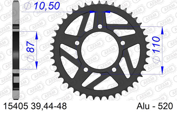 Suzuki GSX-R750 1988-1989 - AFAM Rear Sprocket, 520 conversion, Alu - 44T (orig size) - 15405-44 - P3 Tuning