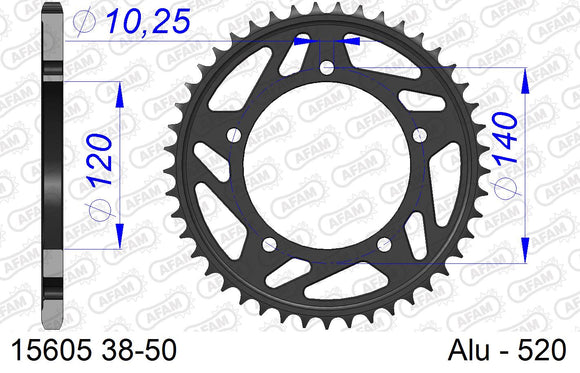 Suzuki GSX-R1000 2007-2008 - AFAM Rear Sprocket, 520 conversion, Alu - 48T, 116 links reqd - 15605-48 - P3 Tuning