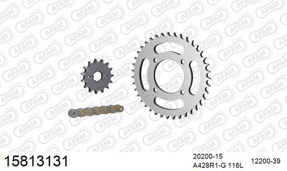 SYM XS 125 K 2007-2013 - AFAM Reinforced Chain & Steel Sprocket Kit, 428 (OE Pitch) - 15813131 - P3 Tuning
