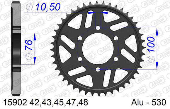 Suzuki GSX-R750 1992-1993 - AFAM Rear Sprocket, 530 (OE Pitch), Alu - 42T (orig size) - 15902-42 - P3 Tuning