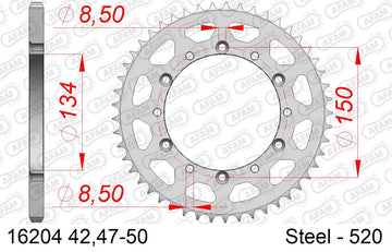 Kawasaki KDX200 1983-1983 - AFAM Rear Sprocket, 520 conversion, Steel - 50T, 114 links reqd - 16204-50 - P3 Tuning