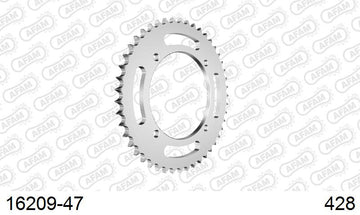 Kawasaki KLX125 2010-2011 - AFAM Rear Sprocket, 428 (OE Pitch), Steel - 47T, 124 links reqd, fits D-Tracker - 16209-47 - P3 Tuning