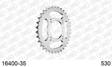 Kawasaki GPZ 305 A1,B2,B3,B4,B5,B6,B7,B7,B8,B8,B9,B10,B10,B10 1983-1996 - AFAM Rear Sprocket, 530 (OE Pitch), Steel - 35T (orig size) - 16400-35 - P3 Tuning