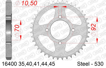 Kawasaki GPZ 305 A1,B2,B3,B4,B5,B6,B7,B7,B8,B8,B9,B10,B10,B10 1983-1996 - AFAM Rear Sprocket, 530 (OE Pitch), Steel - 35T (orig size) - 16400-35 - P3 Tuning