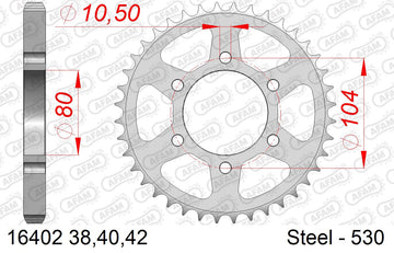 Kawasaki Z550 GP 1981-1982 - AFAM Rear Sprocket, 530 (OE Pitch), Steel - 40T (orig size) - 16402-40 - P3 Tuning