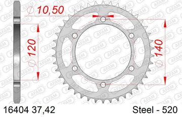 Kawasaki W800 2011-2016 - AFAM Rear Sprocket, 520 (OE Pitch), Steel - 37T (orig size) - 16404-37 - P3 Tuning