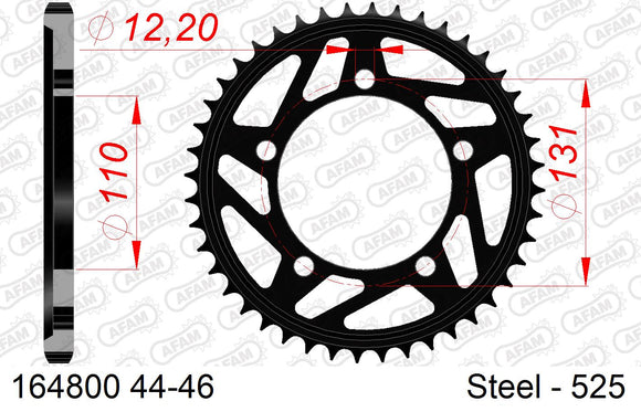BMW S1000RR 2017-2018 - AFAM Rear Sprocket, 525 (OE Pitch), Steel - 44T, 120 links reqd - 164800-44 - P3 Tuning