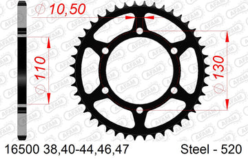 Kawasaki ZX-4R / RR 2024-2026 - AFAM Rear Sprocket, 520 (OE Pitch), Steel - 43T (orig size) - 16500-43 - P3 Tuning