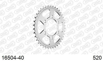 Kawasaki ZX-6RR 2003-2004 - AFAM Rear Sprocket, 520 (OE Pitch), Steel - 40T (orig size) - 16504-40 - P3 Tuning