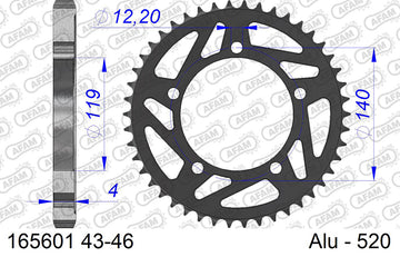 BMW S1000RR 2019-2023 - AFAM Rear Sprocket, 520 conversion, Alu - 44T, 120 links reqd - 165601-44 - P3 Tuning