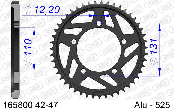 BMW S1000RR 2010-2011 - AFAM Rear Sprocket, 525 (OE Pitch), Alu - 45T, 120 links reqd - 165800-45 - P3 Tuning